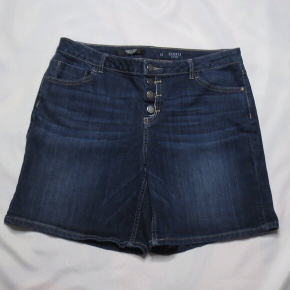 SIMPLY VERA WANG womens SHORTS blue DARK DENIM jean BUTTON_FLY mid-rise SIZE 12 - Picture 1 of 9